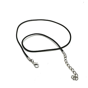 Waxed cord black with carabiner length 60 x 2 cm 1 piece