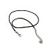 Waxed cord black with carabiner length 60 x 2 cm 1 piece