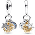Sterling silver 925 Celestial charm with cubic zirconia, sun, star, crescent, 3in1 universe bracelet pendant