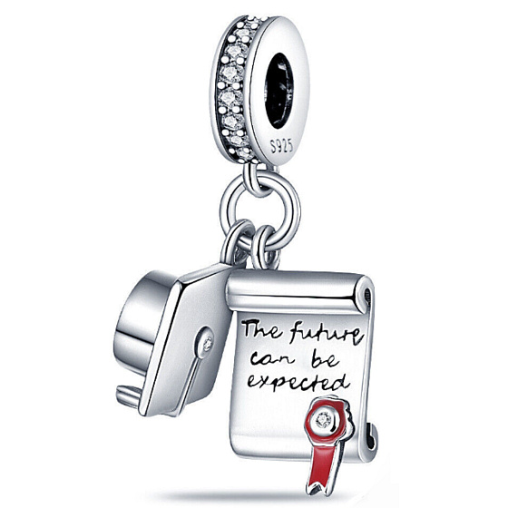Charm Sterling silver 925 Graduation - Future can be expected, pendant on bracelet