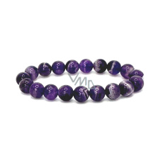 Amethyst Chevron Bracelet Elastic Natural Stone, 10 mm Bead / 16 - 17 cm, Stone of Kings and Bishops Amethyst Chevron Bracelet Elastic Natural Stone, 10 mm Bead / 16 - 17 cm, Stone of Kings and Bishops