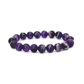 Amethyst Chevron Bracelet Elastic Natural Stone, 10 mm Bead / 16 - 17 cm, Stone of Kings and Bishops