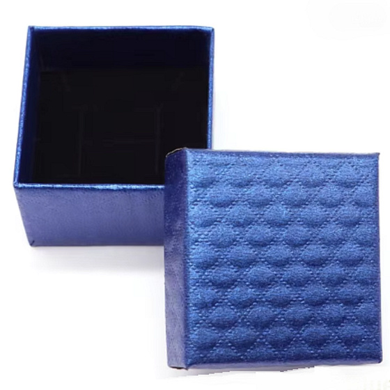 Gift box textured paper with sponge for jewelry dark blue 5.1 x 5 x 3.3 cm 1 piece