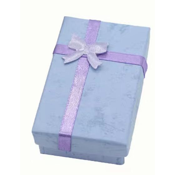 Gift box with jewelry sponge and light blue ribbon 8 x 4 x 2.5 cm 1 piece
