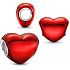 Sterling Silver 925 Metallic Red Heart Bead Bracelet Love