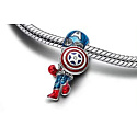 Charm Sterling silver 925 Marvel The Avengers Captain America, bracelet bead, movie