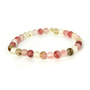 Tourmaline watermelon mat bracelet elastic natural stone, ball 6 mm / 16 - 17 cm, guardian of good mood
