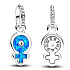 Charm Sterling silver 925 Lady in blue, bracelet pendant symbol