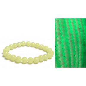 Jade Luminois Light Phosphorescent, yellow glow in the dark, bracelet elastic natural stone, bead 8 mm / 16 - 17 cm