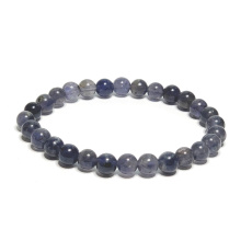 Iolite / Cordierite bracelet elastic natural stone, ball 6 mm / 16 - 17 cm, Viking stone - compass