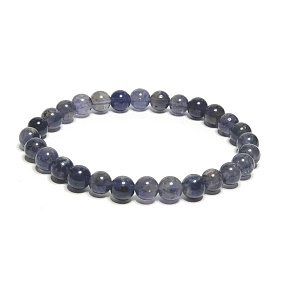 Iolite / Cordierite bracelet elastic natural stone, ball 6 mm / 16 - 17 cm, Viking stone - compass