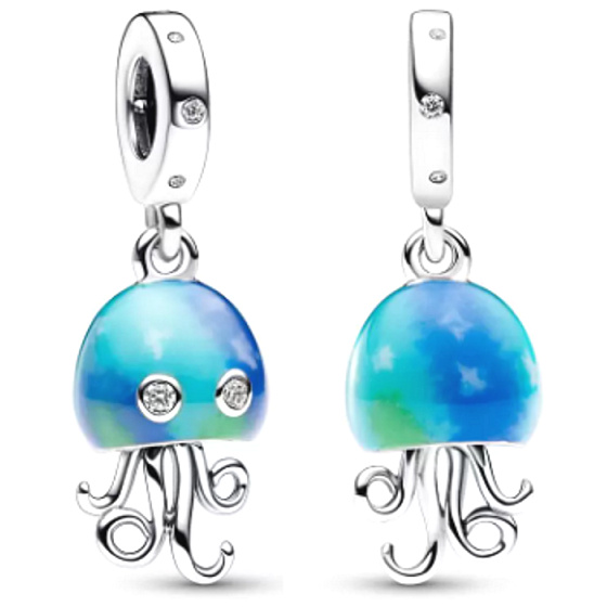 Charm Sterling silver 925 Thermo - Jellyfish changing colors, animal bracelet pendant