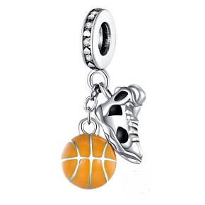 Charm Sterling silver 925 Basketball ball and sneaker, 2in1 pendant on bracelet sport Charm Sterling silver 925 Basketball ball and sneaker, 2in1 pendant on bracelet sport