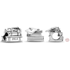 Charm Sterling silver 925 Graduation - Graduation cap, book, scroll 2024, bracelet bead