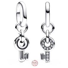 Charm Sterling silver 925 Keyring - Mini medallion, love bracelet pendant