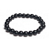 Onyx black matte bracelet elastic natural stone, bead 8 mm / 16-17 cm, life force stone