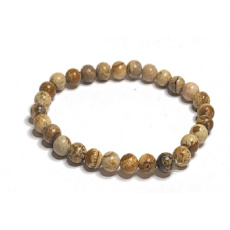 Jasper picture bracelet elastic natural stone, ball 6 mm / 16 - 17 cm, stone of positive energy