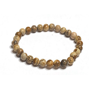 Jasper picture bracelet elastic natural stone, ball 6 mm / 16 - 17 cm, stone of positive energy