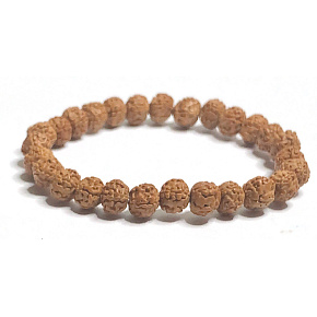 Rudraksha natural seed elastic bracelet, ball 8 mm / 16-17 cm