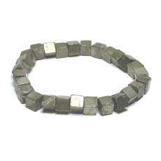 Pyrite bracelet elastic natural, cube 6 mm / 16-17 cm, master of self-confidence and abundance