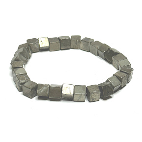 Pyrite bracelet elastic natural, cube 6 mm / 16-17 cm, master of self-confidence and abundance