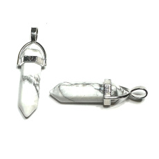 Magnesite / Howlite white pendulum hexagon pendant natural stone 41 x 13 mm, cleansing stone