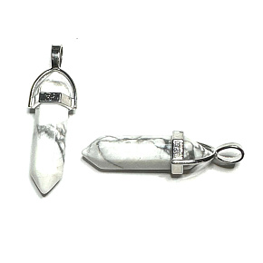Magnesite / Howlite white pendulum hexagon pendant natural stone 41 x 13 mm, cleansing stone