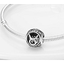 Taurus, zodiac sign, silver + cubic zirconia bracelet pendant, ball 9 mm 1 piece