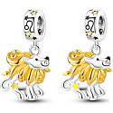 Sterling Silver 925 Luminous - Zodiac sign Leo, pendant for bracelet