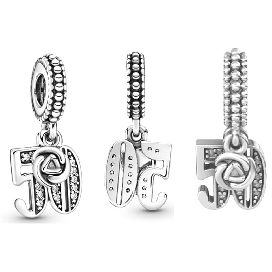Charm Sterling silver 925 50 years of love, 2in1 anniversary bracelet pendant