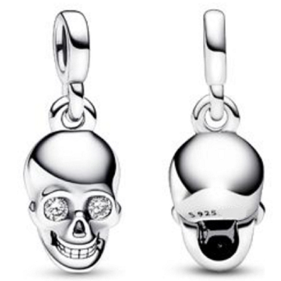 Charm Sterling silver 925 Skull - Mini Medallion, Halloween bracelet pendant