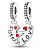 Charm Sterling silver 925 Sisters divisible charm heart 2in1, pendant on bracelet family