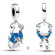 Charm Sterling silver 925 Disney Donald Duck with blue enamel, movie bracelet pendant