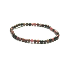 Rhodonite darker elastic bracelet natural stone, 4 mm bead / 19 cm, stone of forgiveness