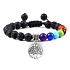 Chakra bracelet Tree of Life + Lava black, hand knitted, adjustable size, 8 mm ball, born of the four elements