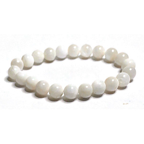 Moonstone white bracelet elastic natural stone, bead 8 mm / 16-17 cm, stone of destiny