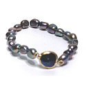 Black pearl with decoration elastic bracelet natural, 7 - 8 mm / 16 - 17 cm, symbol of femininity, brings admiration