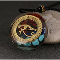 Orgonite amulet, Eye of Horn, energy generator, natural stone (7 chakras) + epoxy resin + rope 22 g