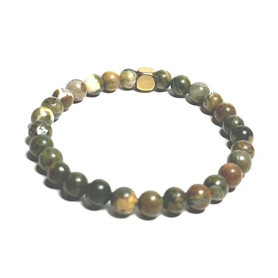 Ryolit bracelet elastic natural stone, ball 6 mm / 16-17 cm, stone of clear consciousness