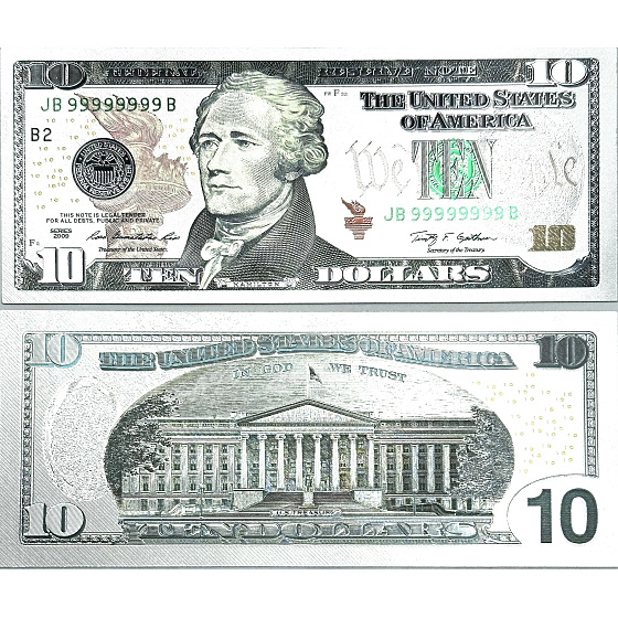 Talisman silver-plated 10 USD note
