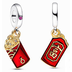 Charm Sterling Silver 925 Red Envelope - Wealth Pendant Bracelet Symbol