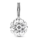 Sterling silver 925 Snowflake with cubic zirconia 2in1, Christmas bracelet pendant