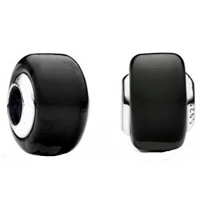 Charm Sterling silver 925 Black Murano glass bead on bracelet symbol Charm Sterling silver 925 Black Murano glass bead on bracelet symbol