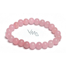 Rose bracelet elastic natural stone, ball 8 mm / 16 - 17 cm, love stone