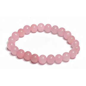 Rose bracelet elastic natural stone, ball 8 mm / 16 - 17 cm, love stone
