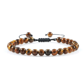 Tiger eye bracelet natural stone hand knitted, adjustable size, ball 6 mm, sun and earth stone, brings luck and wealth