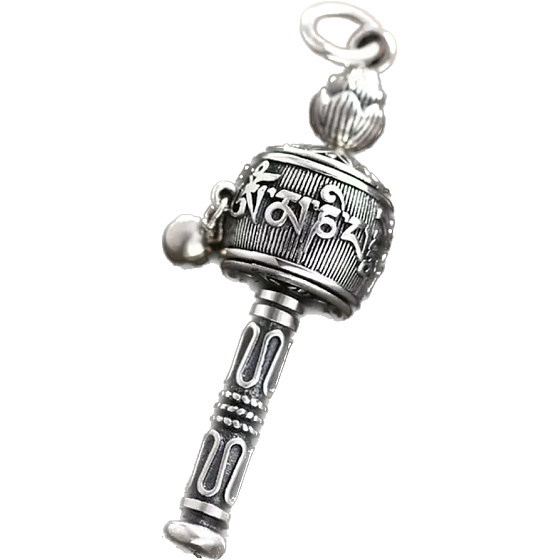 Prayer mill Buddhist, stainless steel mallet 61 x 11 mm