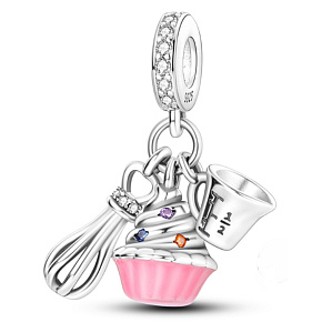 Charm Sterling silver 925 For baking lovers, 3in1 food bracelet pendant