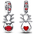 Sterling Silver 925 Red Nose Reindeer - Let your light shine, Christmas Bracelet Pendant