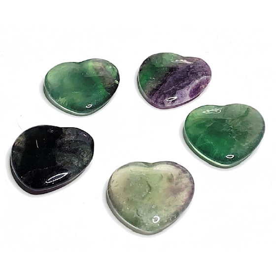 Fluorite Hmatka, healing gemstone in the shape of a heart natural stone 3 cm 1 piece, stone of geniuses